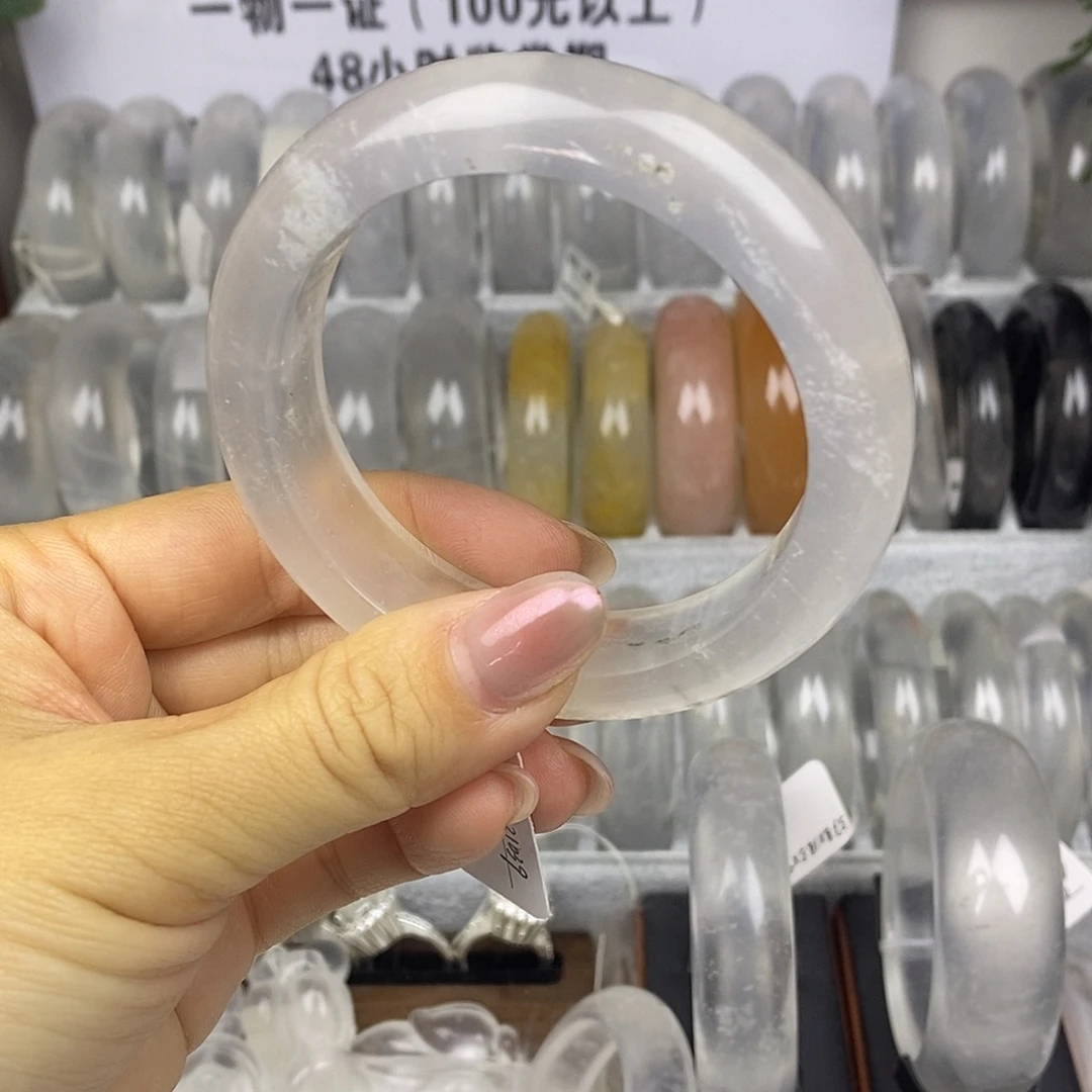 石英质玉未镶嵌手镯58.5白月光微抠包容1039