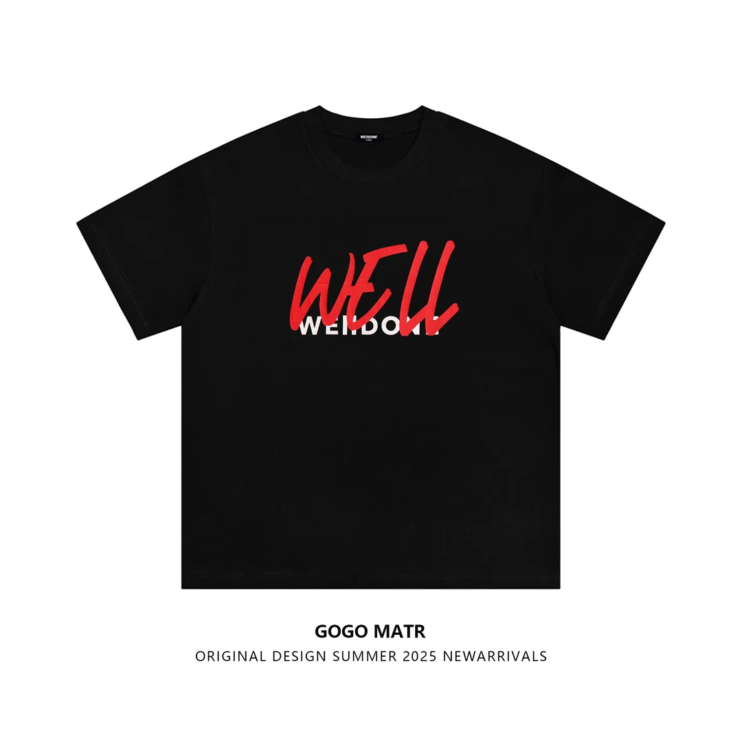 【GOGOMart】夏季新款重磅男女同款T恤 红色WELL