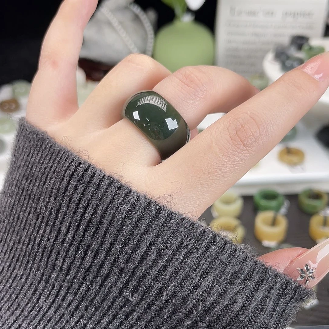 和田玉未镶嵌戒指h6湖水绿墩墩内径17.5不退换