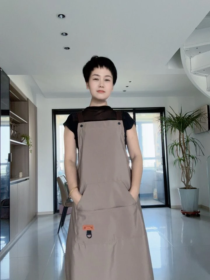 加长加肥加大简约纯色帆布围裙男女同款厨房餐饮工作服做饭围裙