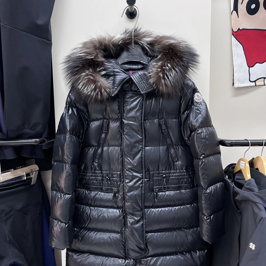 99新 MONCLER 毛领羽绒服0码 胸围50 衣长75