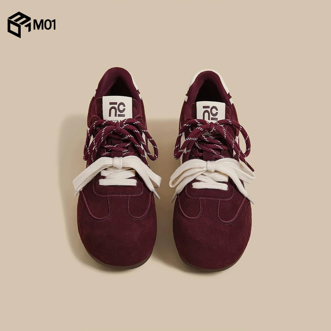 M01秋冬季新款厚底德训鞋女红色双鞋带运动阿甘老爹鞋丑萌休闲鞋