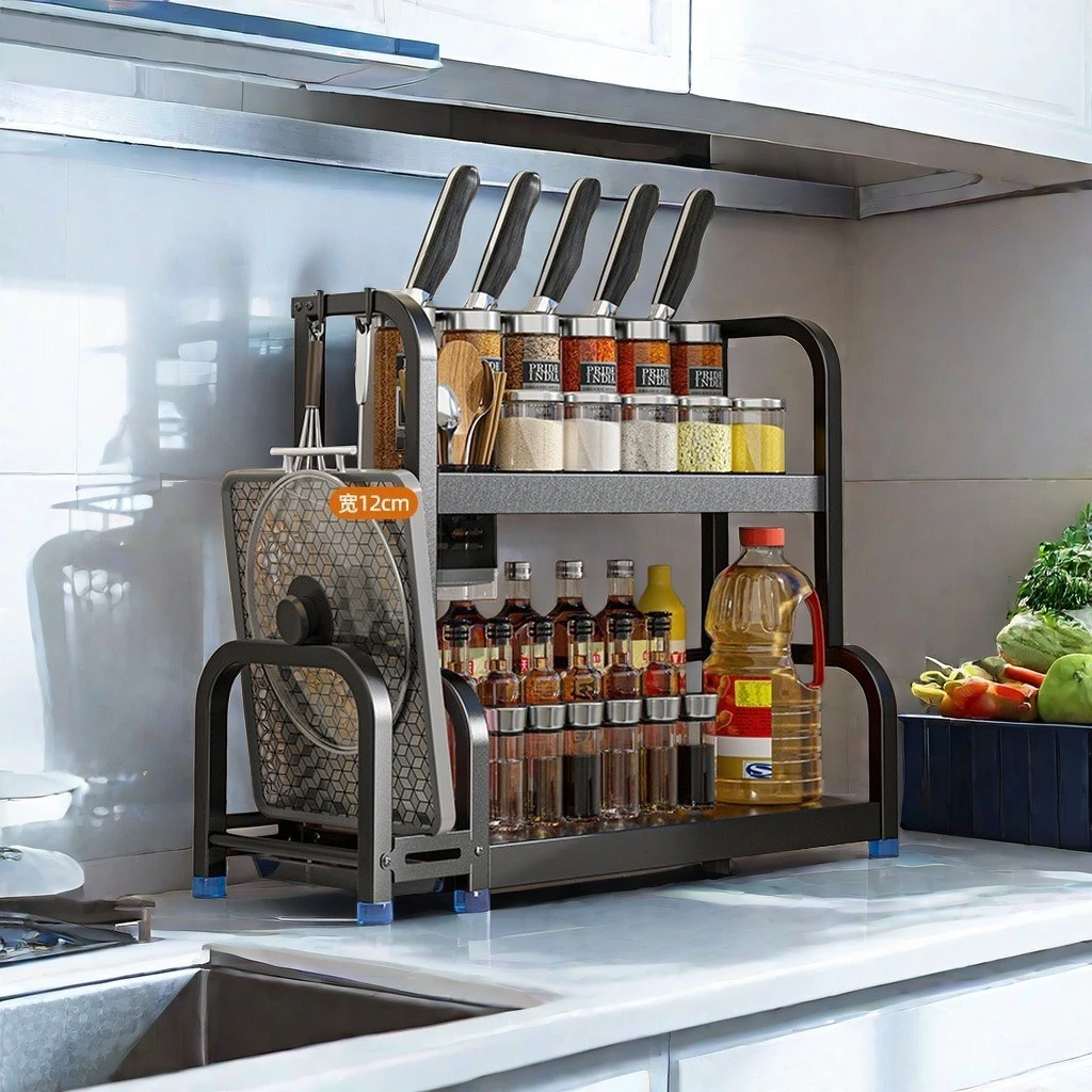 （尾货）二层厨房不锈钢调料储物架35X22X42CM