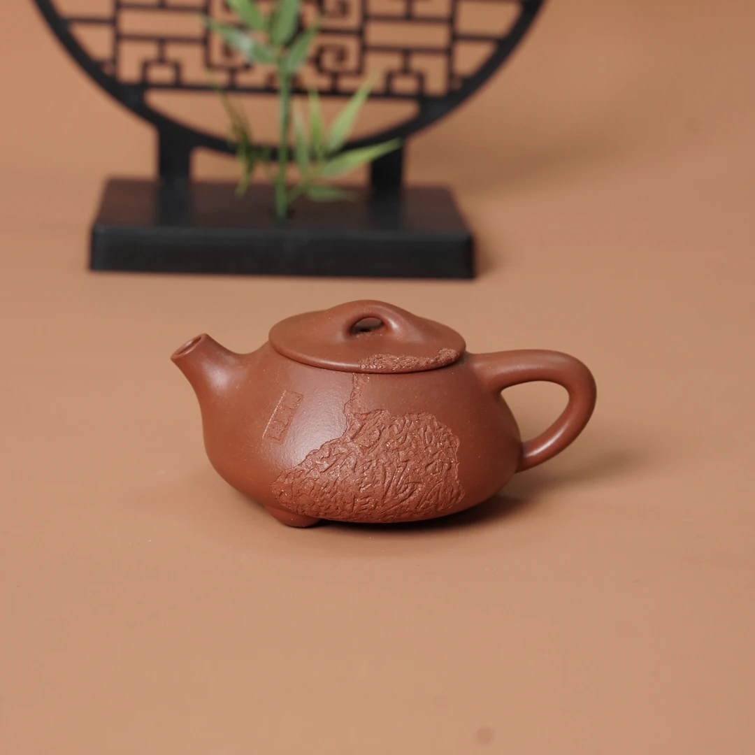 【紫砂堂】《神侃满瓢》半手工紫砂壶红降坡定风波-约130cc