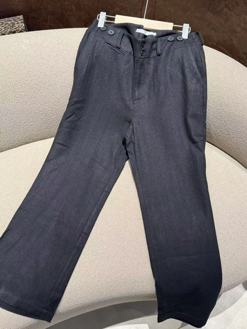 Li Wang/里望2024设计师款 独宠款 随意链接黑灰色裤子D451