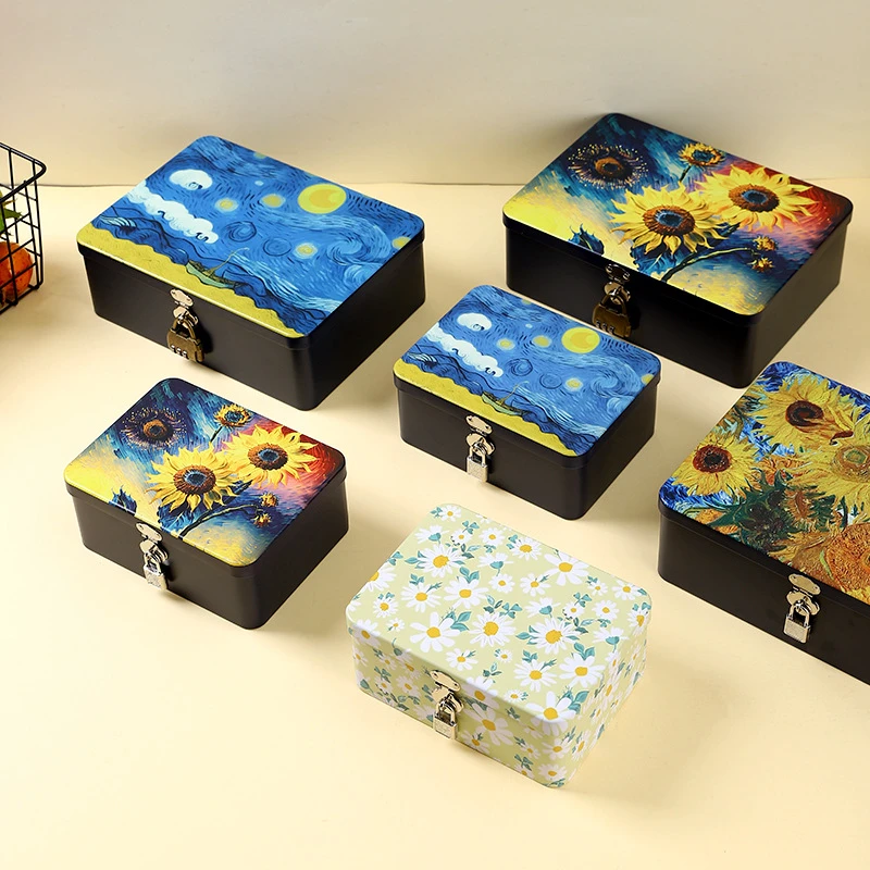 创意铁艺收纳盒带锁证件杂物马口铁储物盒小清新包装盒礼品盒空盒