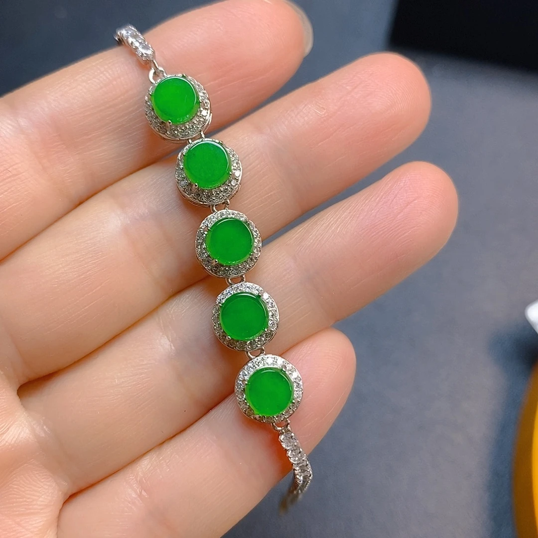 翡翠银S925镶嵌手链