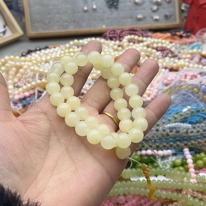 玛瑙/玉髓珠宝半成品未镶嵌✨*北一条10mm黄口和田玉