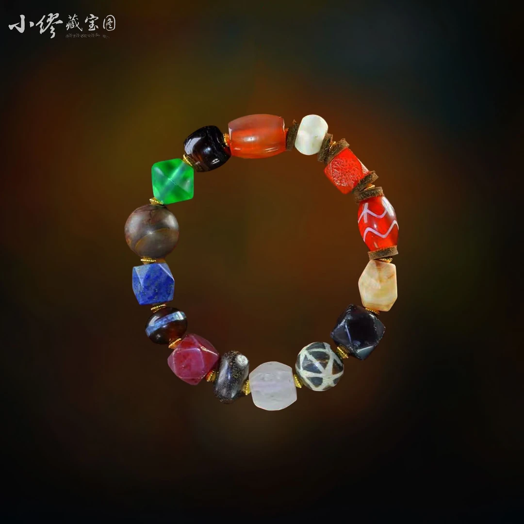 SJ3496《千年古珠老物件》古珠琉璃多宝手链