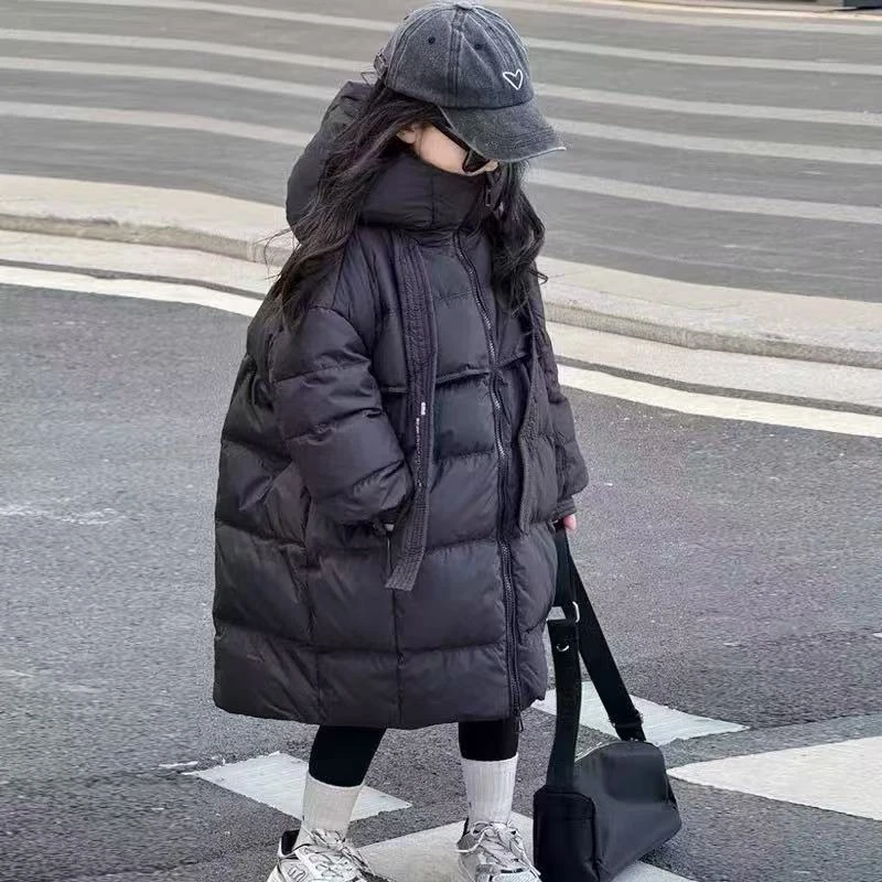 女童棉服冬季2024新款洋气儿童冬装中长款加厚外套女大童棉衣