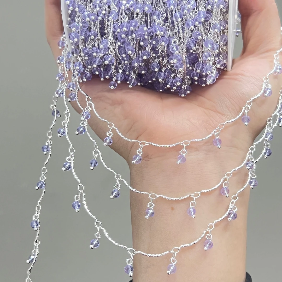 祺鼎DIY 190#紫蚀弧银 紫色系列吊坠链 手工链条