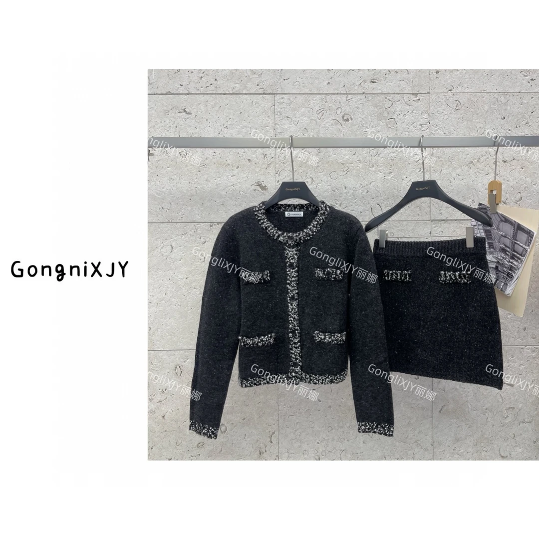 【LINA·GXY】银落星河假口袋上衣裙子套装