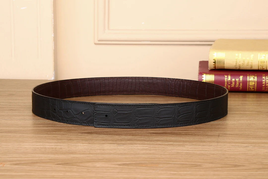 （单皮带）3.8宽平头黑棕雾面精品腰带礼盒装