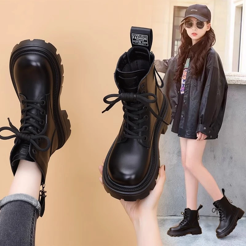 女童马丁靴2025春秋新款公主单靴短靴中大童时尚防滑黑色儿童靴子