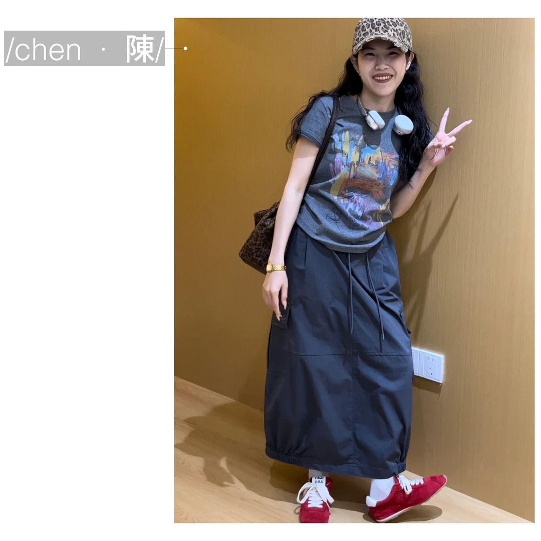 chen·陳【洋气别致】松紧腰工装半身裙