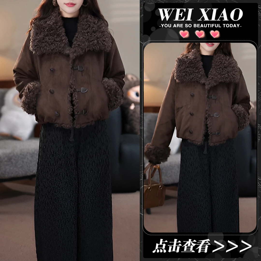 冬季高级感时尚加厚保暖毛领棉服外套女2025新款宽松百搭长袖棉衣