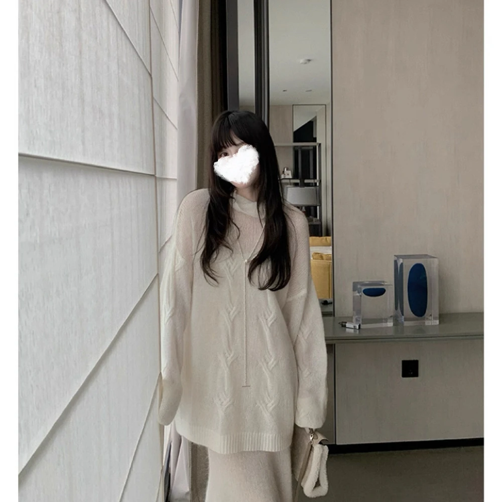 【羊驼毛+绵羊毛】小高领保暖氛围感混纺毛衣宽松精致千金套头上衣