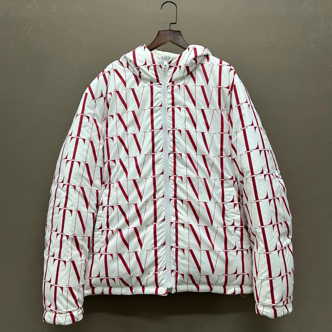99新 Valentino/华伦天奴 满印双面穿羽绒服 54码 ys000778
