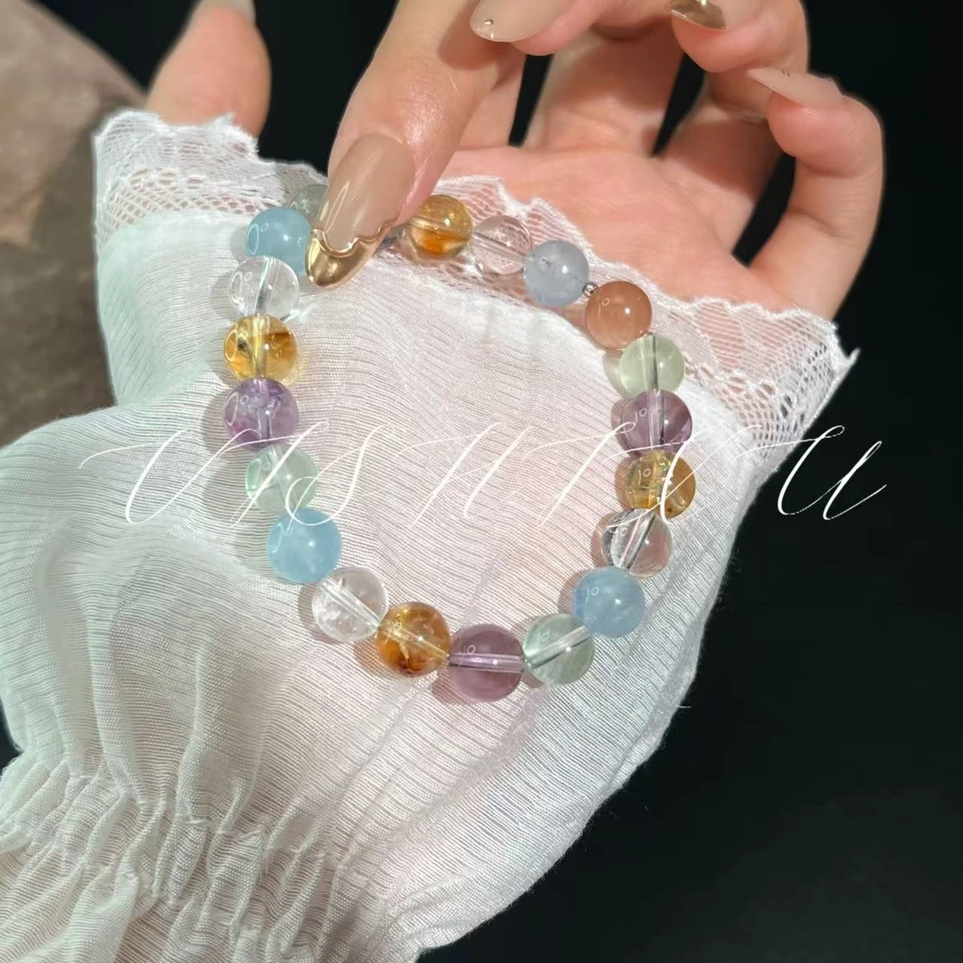 【五行多宝】天然水晶多宝款手串女黄水晶紫水晶多样性发其一
