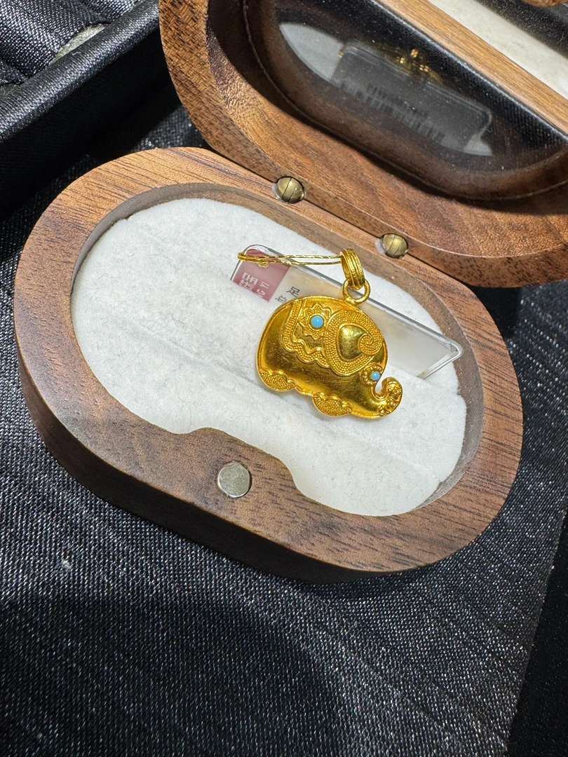 足金吉象小象吊坠