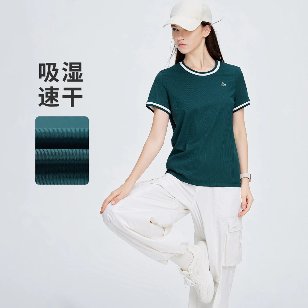 navigare意大利小帆船夏季户外运动短袖T恤女士速干凉感圆领上衣