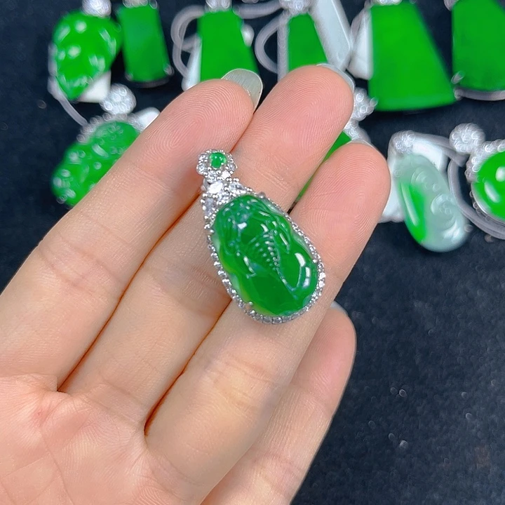 翡翠银S925镶嵌吊坠(不含链)