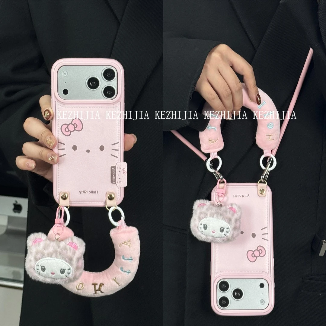 【壳之】可爱粉色蝴蝶结KT表情皮纹适用苹果17/16/15/14/13手机壳