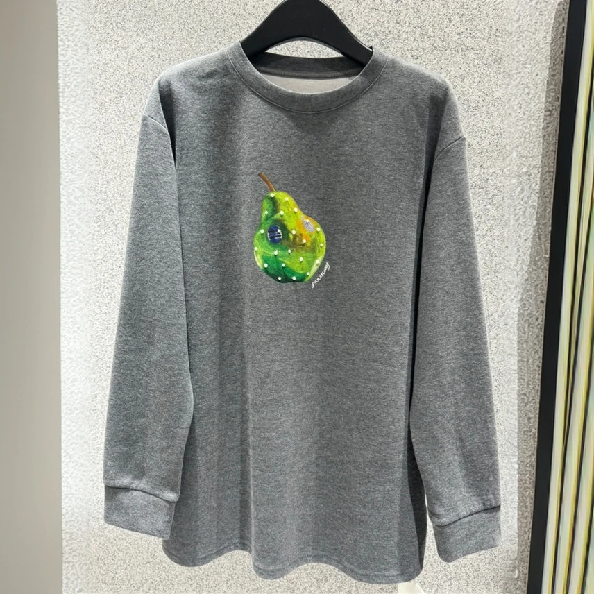 【郁儿严选】3823新款百搭休闲雪梨宽松圆领长袖T