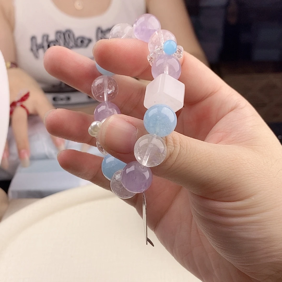 水晶银S925镀金镶嵌手链