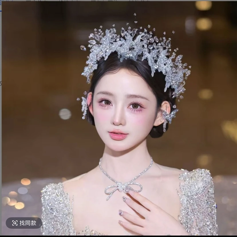 6922莎莎婚嫁饰品水凝胶甜美气质主婚纱新娘皇冠头饰结婚