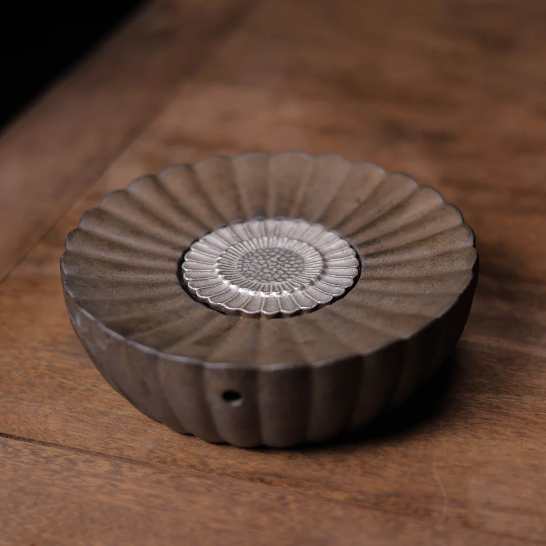 【小田甄陶】陨铁釉-灰念-向阳壶承，长16.5cm高5cm（Q8184）