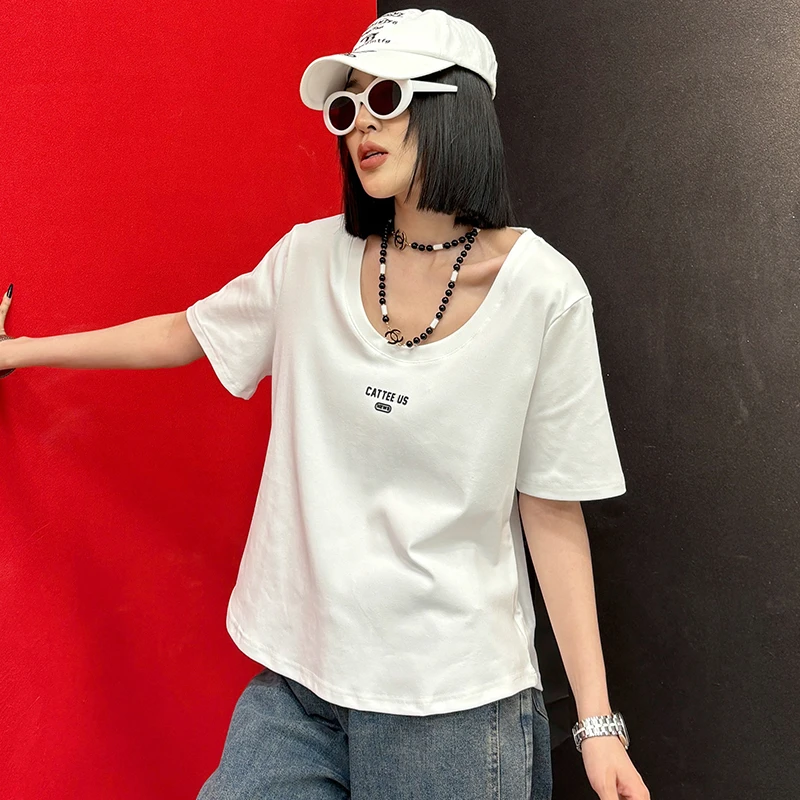 大码女装圆领短袖T恤宽松220斤胖妹妹时尚显瘦半袖春季2025新款