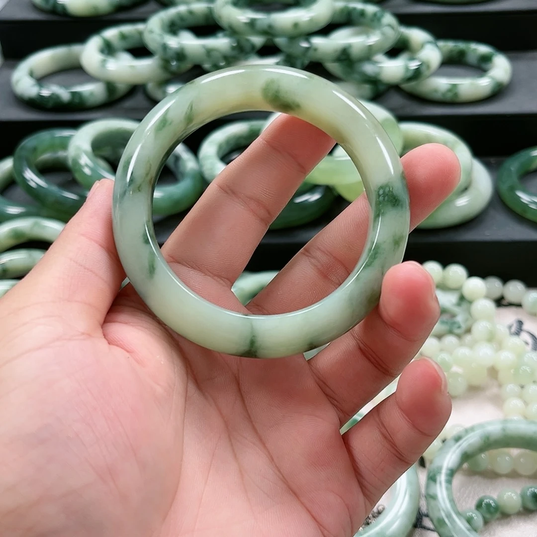 【闪购商品】未镶嵌透闪石-蛇纹石玉手镯1*2