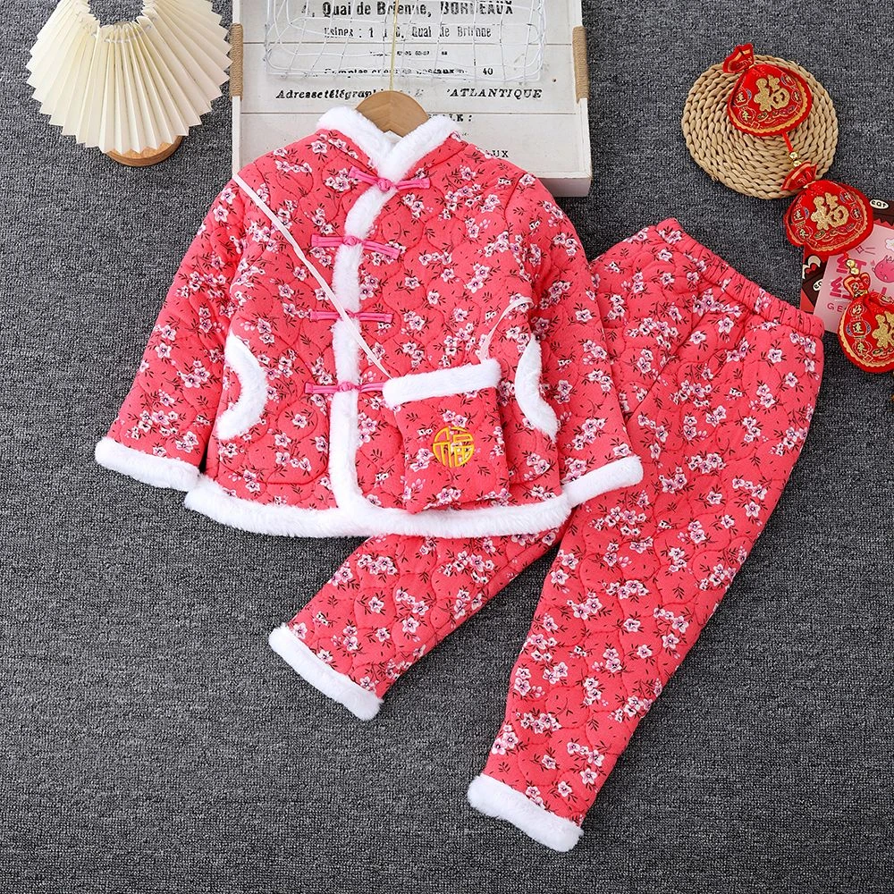 儿童冬季棉服花棉袄冬装新男女童洋气加厚棉衣潮宝宝东北大花棉袄