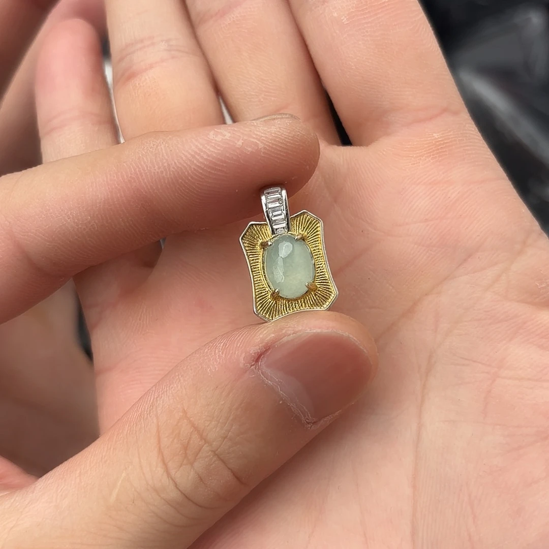 翡翠戒指银S925镀金镶嵌