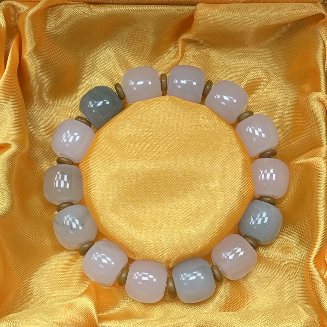 NY005 白色带绿桶珠精品手串（无礼盒）