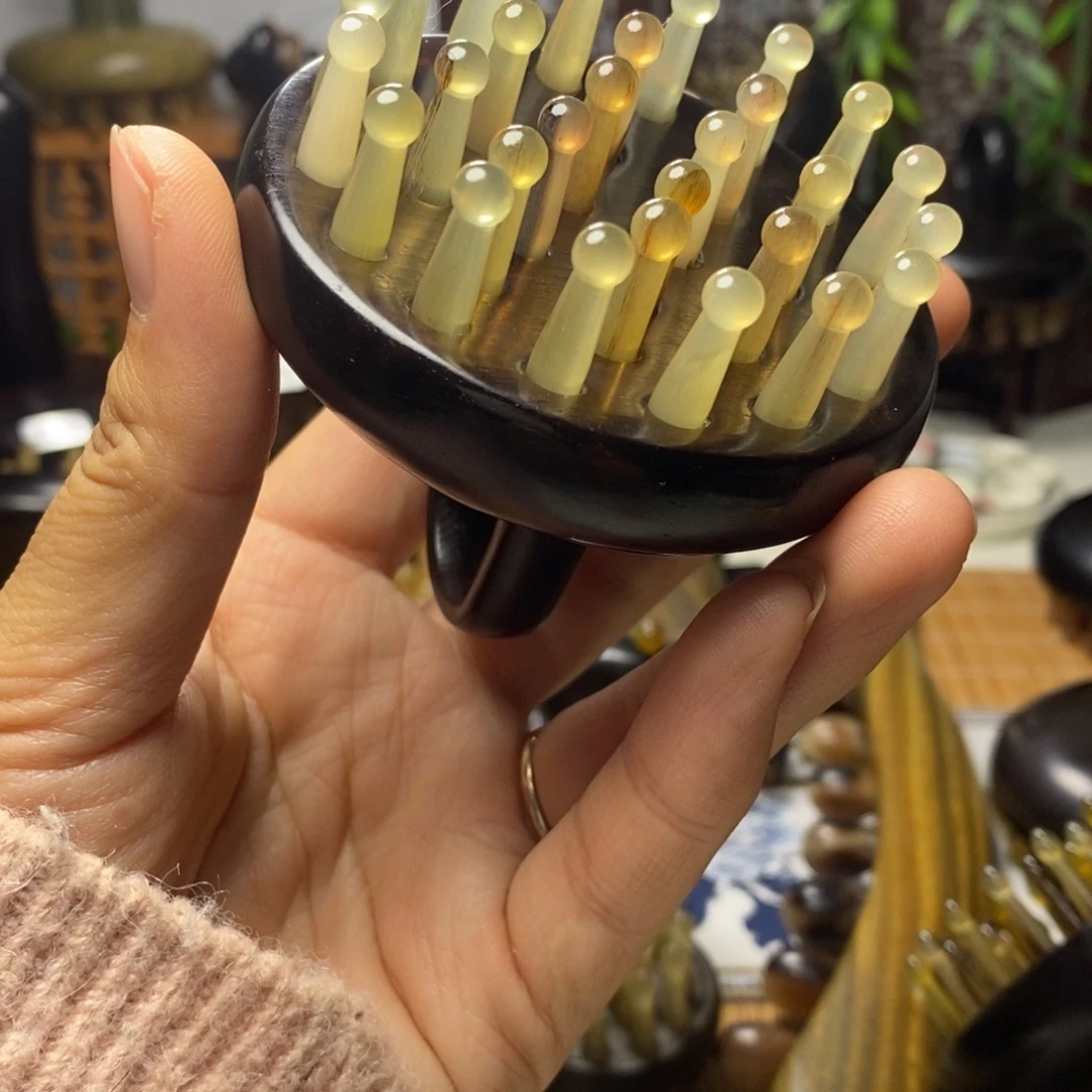 福利款紫光檀羊角按摩梳28齿