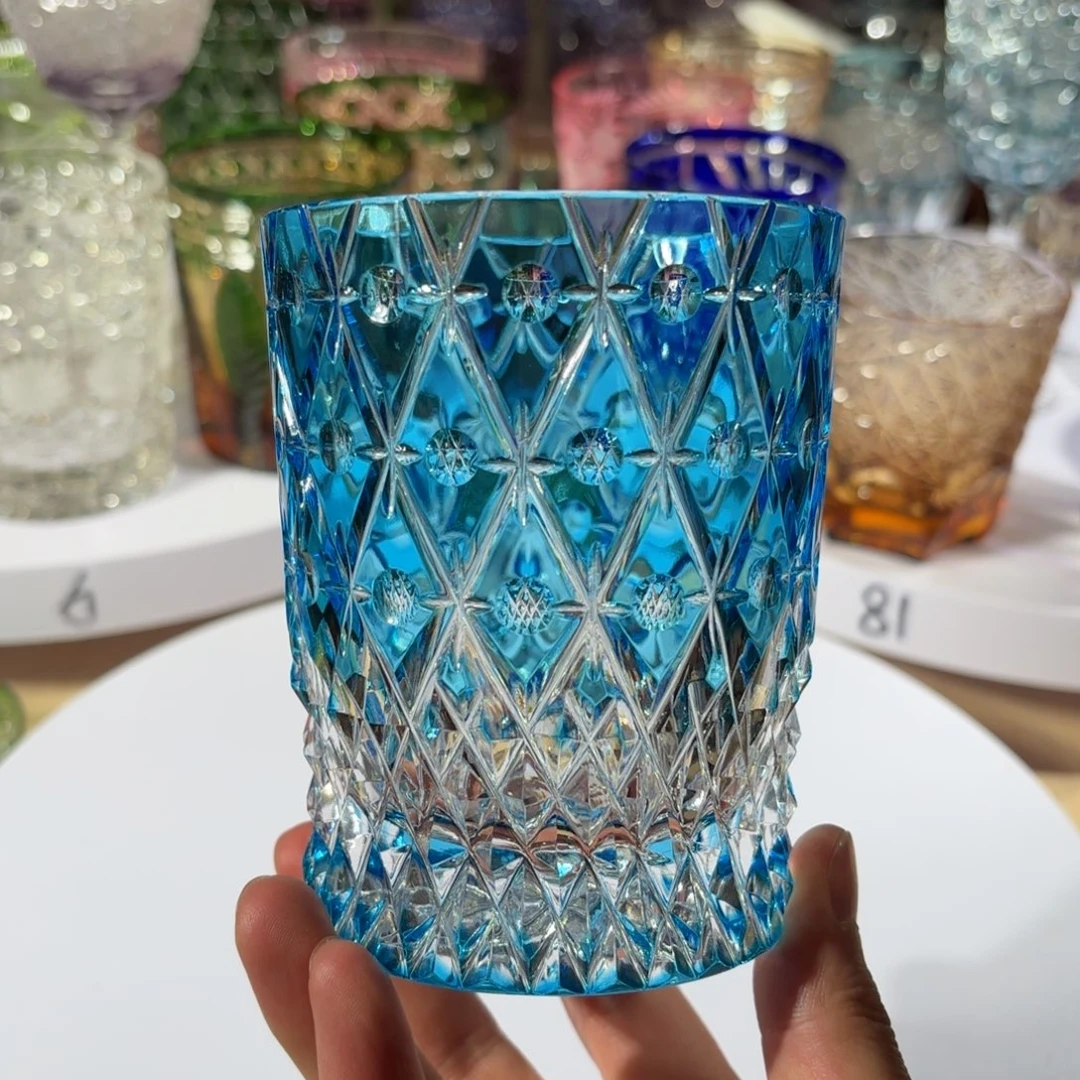 平底款水晶玻璃-江户切切子威士忌杯