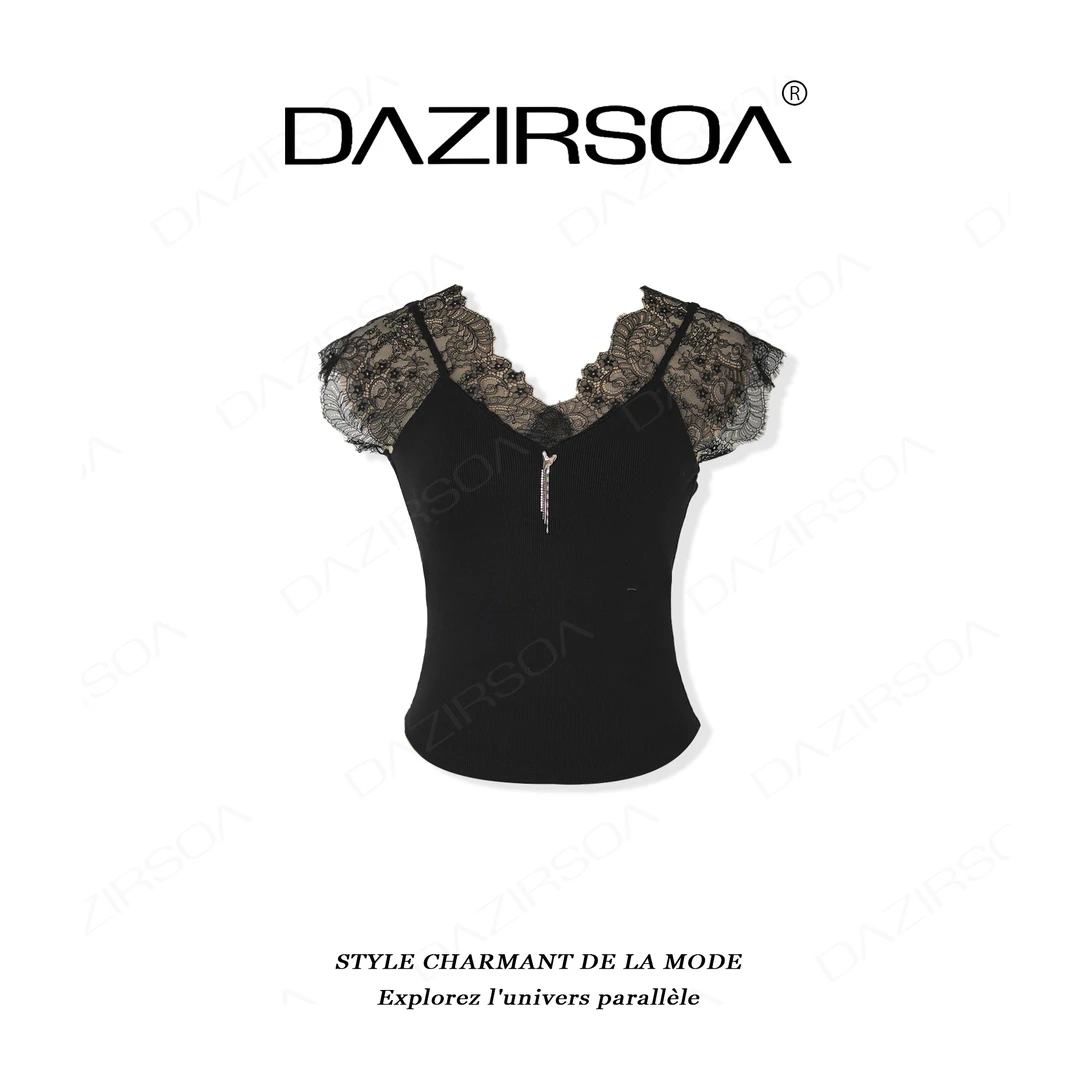 “萤火织梦”时尚百搭拼接蕾丝个性显瘦背心 AA035