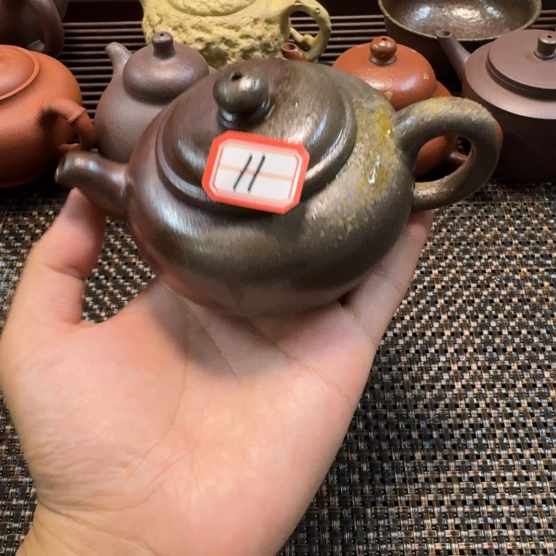 茶壶紫砂11号柴烧扁樱瑕