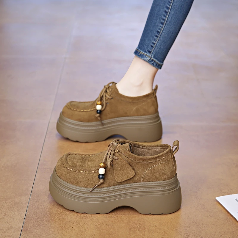 松糕厚底增高女鞋子2025新款秋季百搭复古勃肯鞋休闲板鞋乐福单鞋