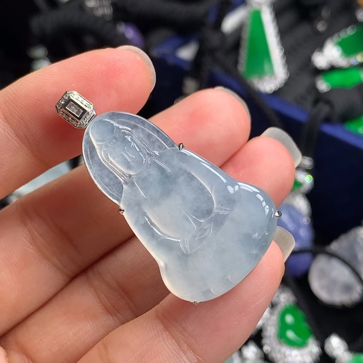 翡翠吊坠(不含链)18K金镶嵌