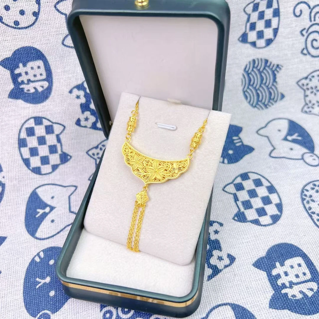 金御缘0工费足金999三生花流苏半月套链轻奢时尚浪漫百搭精美仙气