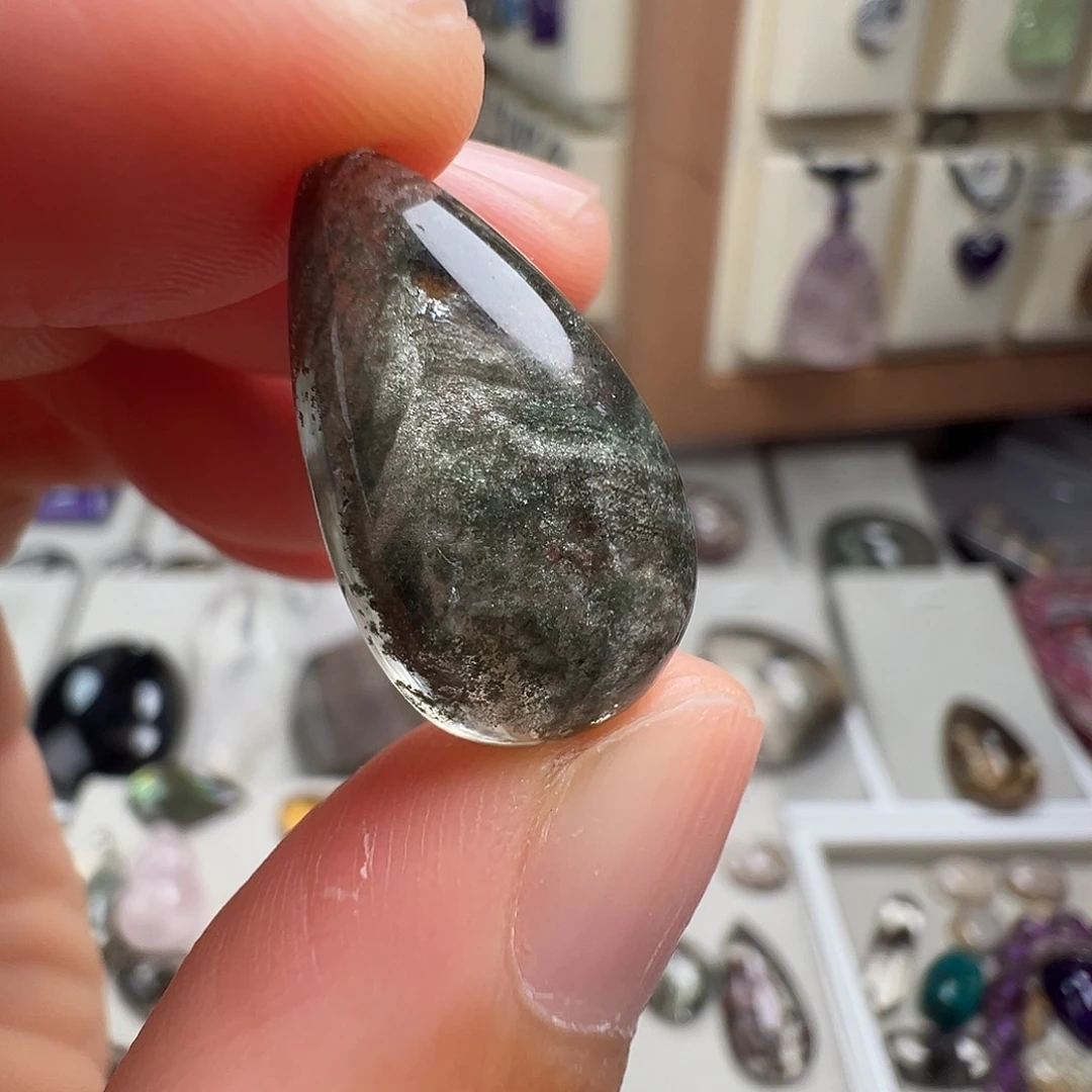 水晶银S925镶嵌颈饰天然幽灵水晶