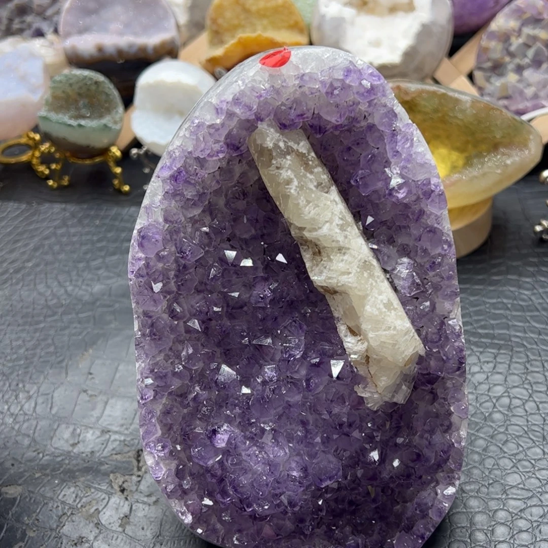 水晶未镶嵌珠宝半成品仙女紫方解晶镇7