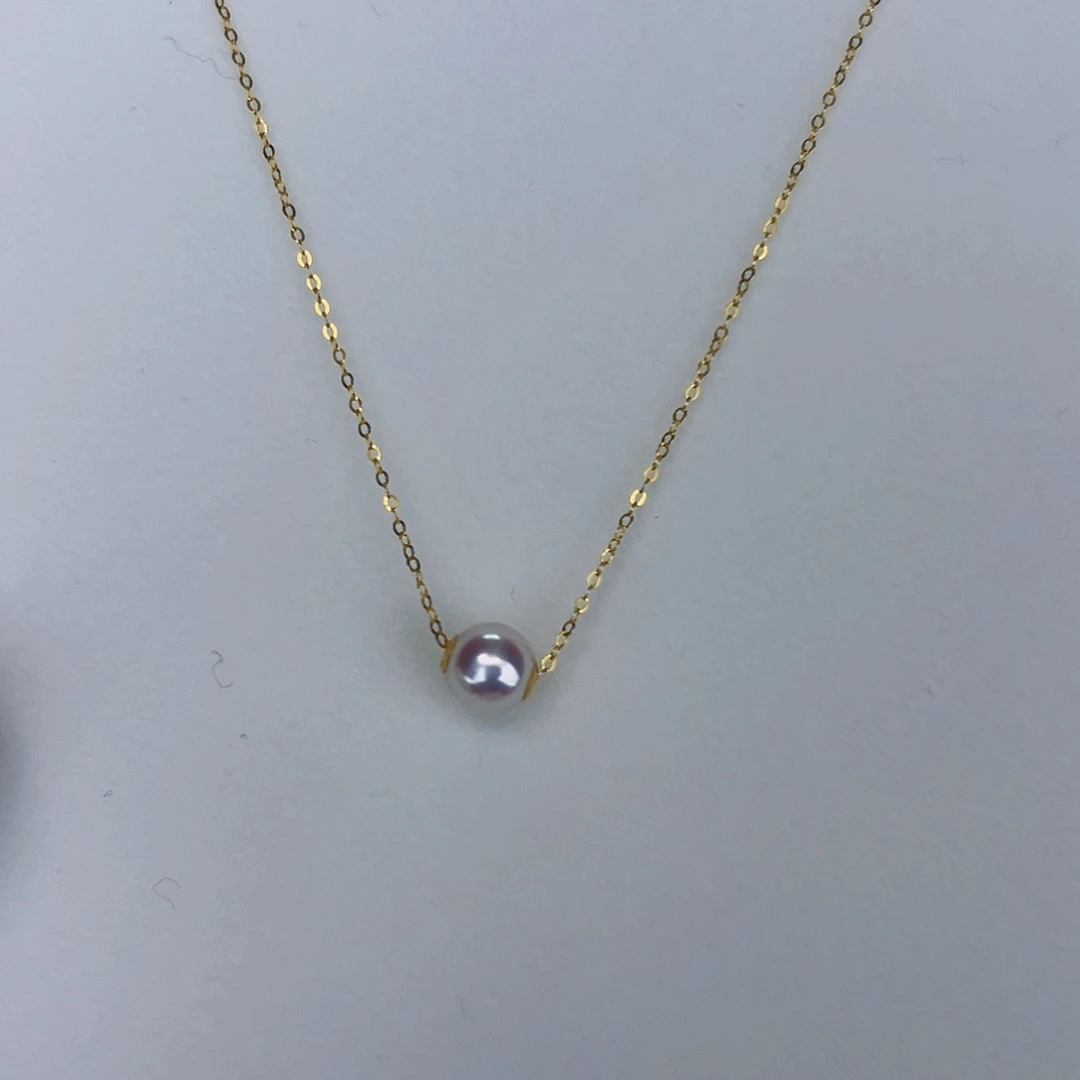 海水珍珠海水akoya路路通吊坠7-8mm18K金镶嵌