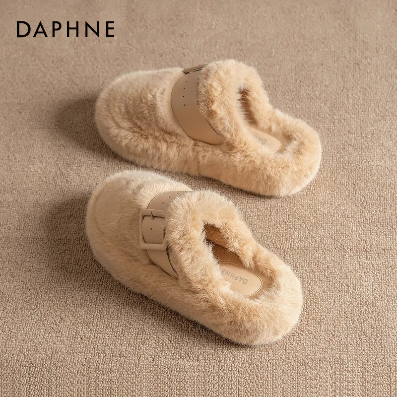 达芙妮厚底毛毛拖鞋女外穿2025新款秋冬毛茸茸网红家居晨袍毛毛鞋