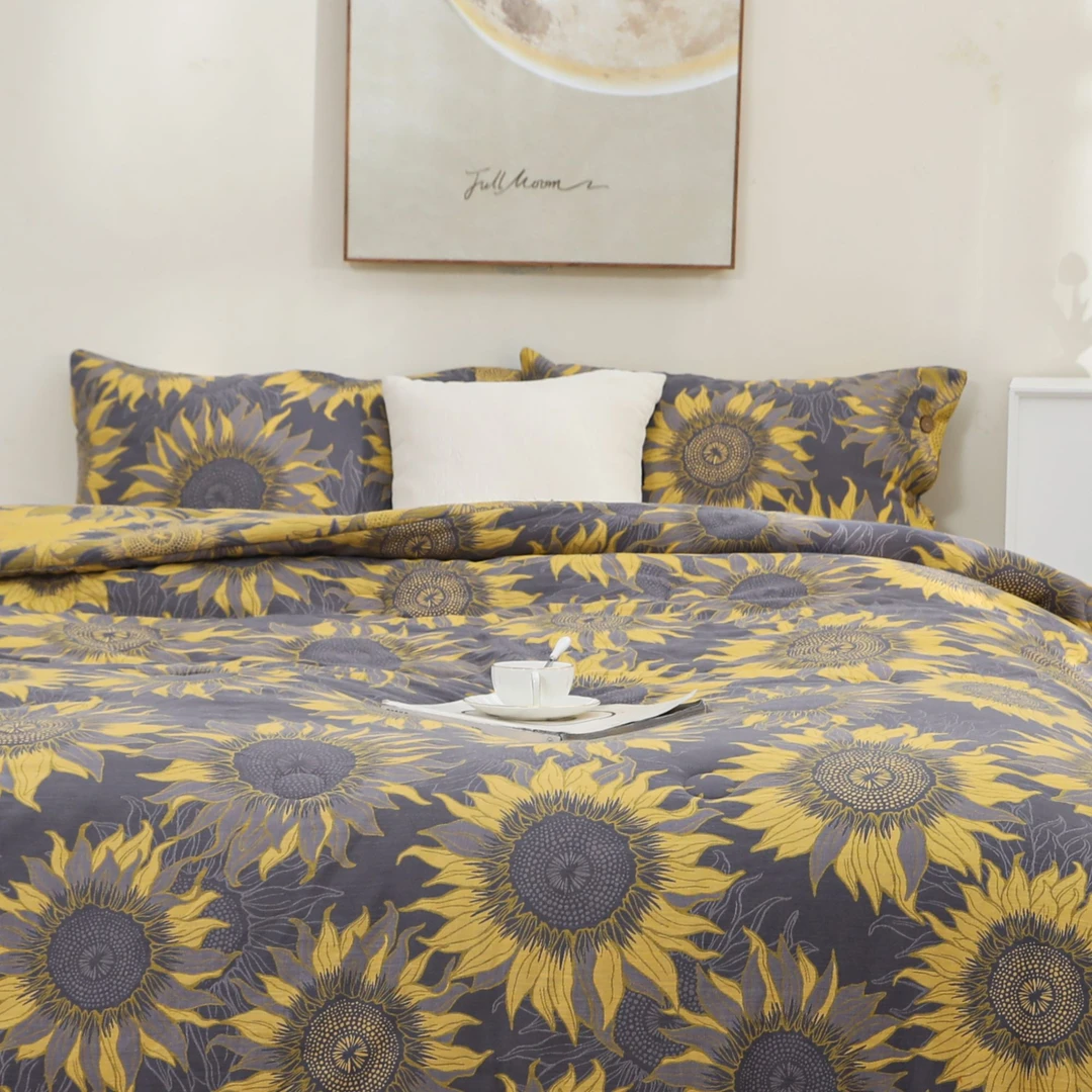 【向日葵-枕套】双层纱套件高级感轻奢简约床单枕套配套柔软成人