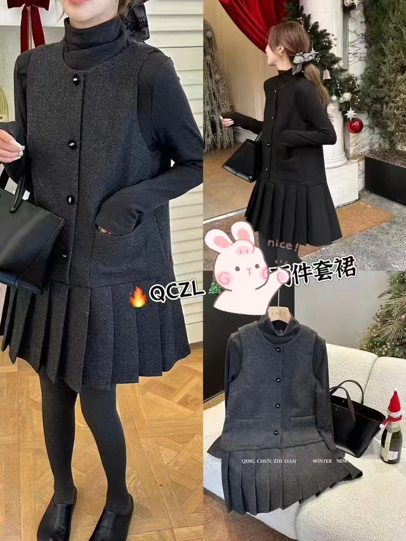 SHUSHU 年款欧货气质两件套连衣裙