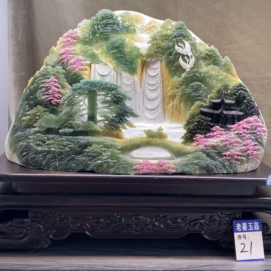 暮***霞玉家居摆件 雕刻 创意 中国风